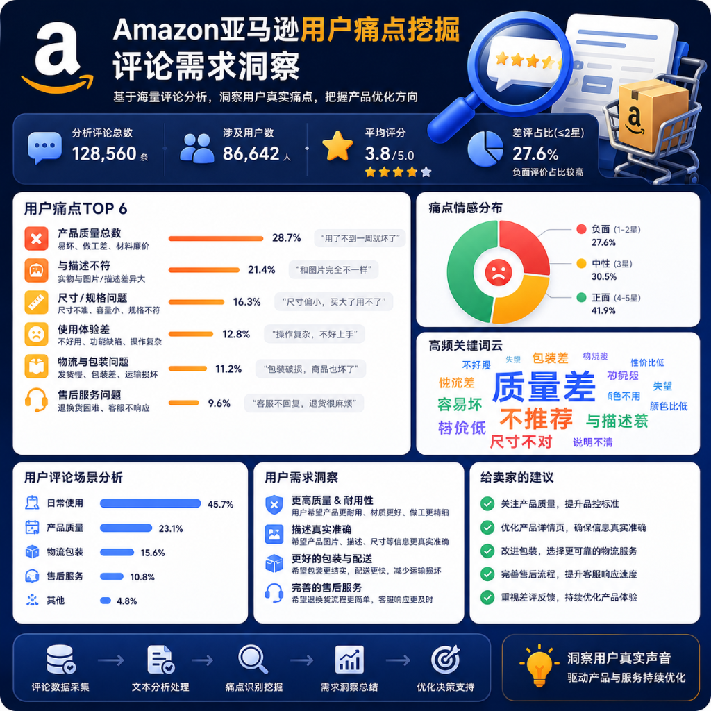 亚马逊用户痛点挖掘与评论需求洞察
